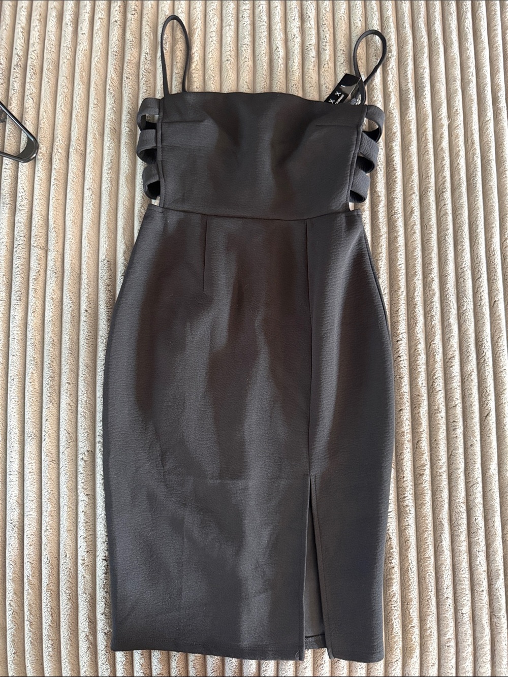 Trixxi Black Midi Bodycon Dress with Side Cutouts